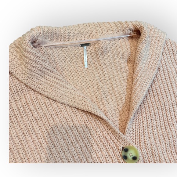 Free‎ People Women's Shawl Collar Button Front Pink Knit Cardigan Sweater Small - Picture 4 of 14